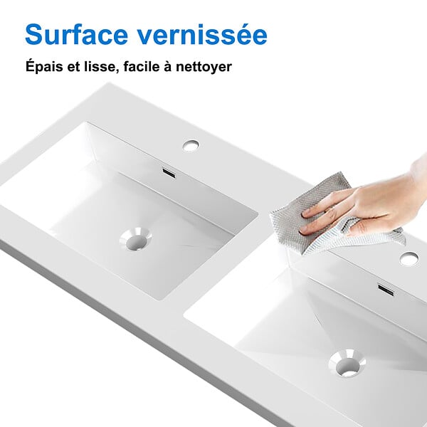 AICA SANITAIRE - AICA Meuble de salle de bain mural 120 cm Anthracite - 4 tiroirs, lavabo (jointless & résistant) - large