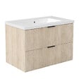 AICA SANITAIRE - AICA Meuble de salle de bain mural 80 cm Chêne - 2 tiroirs + Lavabo Céramique - vignette
