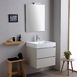 KIAMAMI VALENTINA - Meuble De Salle De Bains 60Cm 2 Tiroirs Gris Perle Avec Lavabo En Résine Et Miroir | Valentina - vignette