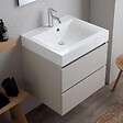 KIAMAMI VALENTINA - Meuble De Salle De Bains 60Cm 2 Tiroirs Gris Perle Avec Lavabo En Résine Et Miroir | Valentina - vignette