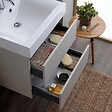 KIAMAMI VALENTINA - Meuble De Salle De Bains 60Cm 2 Tiroirs Gris Perle Avec Lavabo En Résine Et Miroir | Valentina - vignette