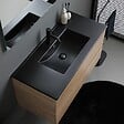 KIAMAMI VALENTINA - Meuble Salle De Bains 100Cm Chêne Avec Lavabo Noir Mat Et Miroir Avec Lampe | Berlin - vignette