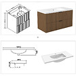 AICA SANITAIRE - AICA Meuble de salle de bain mural 100 cm Noyer - 2 tiroirs + Lavabo Céramique - vignette