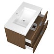AICA SANITAIRE - AICA Meuble de salle de bain mural 80 cm Noyer - 2 tiroirs + Lavabo Céramique - vignette