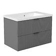 AICA SANITAIRE - AICA Meuble de salle de bain mural 80 cm Anthracite - 2 tiroirs + Lavabo Céramique - vignette