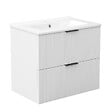 AICA SANITAIRE - AICA Meuble de salle de bain mural 60 cm Blanc - 2 tiroirs, lavabo céramique, Panneau AICA Sanitaire - vignette