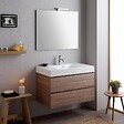 KIAMAMI VALENTINA - Meuble De Salle De Bains 90Cm Chêne Naturel Avec Lavabo Blanc Et Miroir | Valentina - vignette