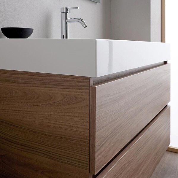 KIAMAMI VALENTINA - Meuble De Salle De Bains 90Cm Chêne Naturel Avec Lavabo Blanc Et Miroir | Valentina - large