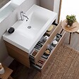 KIAMAMI VALENTINA - Meuble De Salle De Bains 90Cm Chêne Naturel Avec Lavabo Blanc Et Miroir | Valentina - vignette