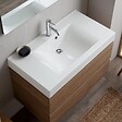 KIAMAMI VALENTINA - Meuble De Salle De Bains 90Cm Chêne Naturel Avec Lavabo Blanc Et Miroir | Valentina - vignette