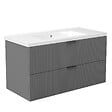 AICA SANITAIRE - AICA Meuble de salle de bain mural 100 cm Anthracite - 2 tiroirs + Lavabo Céramique - vignette