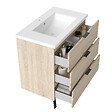 AICA SANITAIRE - AICA Meuble de salle de bain mural avec pieds Chêne 80 cm - 3 tiroirs, lavabo inclus - vignette