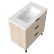 AICA SANITAIRE - AICA Meuble de salle de bain mural avec pieds Chêne 80 cm - 3 tiroirs, lavabo inclus - vignette