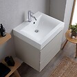 KIAMAMI VALENTINA - Meuble De Salle De Bain 60Cm 2 Tiroirs Gris Perle Avec Lavabo | Valentina - vignette