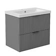 AICA SANITAIRE - AICA Meuble de salle de bain mural Anthracite 60 cm - 2 tiroirs, lavabo inclus - vignette