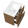 AICA SANITAIRE - AICA Meuble de salle de bain mural 60 cm Noyer - 2 tiroirs + Lavabo Céramique - vignette