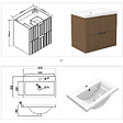 AICA SANITAIRE - AICA Meuble de salle de bain mural 60 cm Noyer - 2 tiroirs + Lavabo Céramique - vignette