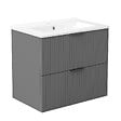 AICA SANITAIRE - AICA Meuble de salle de bain mural 60 cm Anthracite - 2 tiroirs, lavabo céramique, Panneau AICA Sanitaire - vignette