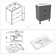 AICA SANITAIRE - AICA Meuble de salle de bain mural avec pieds Anthracite 60 cm - 3 tiroirs, lavabo inclus - vignette