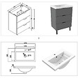 AICA SANITAIRE - AICA Meuble de salle de bain mural avec pieds 60 cm Anthracite - 3 tiroirs + Lavabo Céramique - vignette