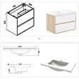 AICA SANITAIRE - Meuble de Salle de Bain Suspendu 80cm - Blanc et Chêne - 2 Tiroirs - Lavabo - Montage Détachable - vignette