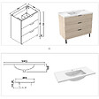 AICA SANITAIRE - AICA Meuble de salle de bain mural avec pieds 100 cm  Chêne - 3 tiroirs + Lavabo Céramique - vignette