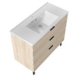 AICA SANITAIRE - AICA Meuble de salle de bain mural avec pieds 100 cm  Chêne - 3 tiroirs + Lavabo Céramique - vignette