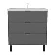 AICA SANITAIRE - AICA Meuble de salle de bain mural avec pieds Anthracite 80 cm - 3 tiroirs, lavabo inclus - vignette