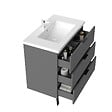 AICA SANITAIRE - AICA Meuble de salle de bain mural avec pieds Anthracite 80 cm - 3 tiroirs, lavabo inclus - vignette