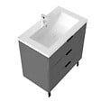 AICA SANITAIRE - AICA Meuble de salle de bain mural avec pieds Anthracite 80 cm - 3 tiroirs, lavabo inclus - vignette