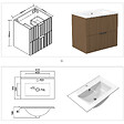AICA SANITAIRE - AICA Meuble de salle de bain mural 60 cm Noyer - 2 tiroirs, lavabo céramique, Panneau AICA Sanitaire - vignette