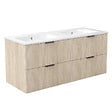 AICA SANITAIRE - AICA Meuble de salle de bain mural 120 cm Chêne - 4 tiroirs + Lavabo double en céramique - vignette