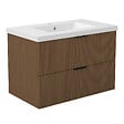 AICA SANITAIRE - AICA Meuble de salle de bain mural Noyer 80 cm - 2 tiroirs, lavabo inclus - vignette