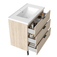 AICA SANITAIRE - AICA Meuble de salle de bain mural avec pieds 80 cm  Chêne - 3 tiroirs + Lavabo Céramique - vignette