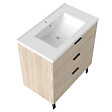 AICA SANITAIRE - AICA Meuble de salle de bain mural avec pieds 80 cm  Chêne - 3 tiroirs + Lavabo Céramique - vignette