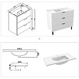 AICA SANITAIRE - AICA Meuble de salle de bain mural avec pieds 100 cm Blanc - 3 tiroirs + Lavabo Céramique - vignette