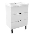AICA SANITAIRE - AICA Meuble de salle de bain mural avec pieds Blanc 60 cm - 3 tiroirs, lavabo inclus - vignette