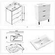 AICA SANITAIRE - AICA Meuble de salle de bain mural avec pieds Blanc 60 cm - 3 tiroirs, lavabo inclus - vignette