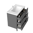 AICA SANITAIRE - AICA Meuble de salle de bain mural avec pieds 80 cm Anthracite - 3 tiroirs + Lavabo Céramique - vignette
