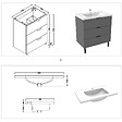 AICA SANITAIRE - AICA Meuble de salle de bain mural avec pieds 80 cm Anthracite - 3 tiroirs + Lavabo Céramique - vignette