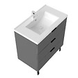 AICA SANITAIRE - AICA Meuble de salle de bain mural avec pieds 80 cm Anthracite - 3 tiroirs + Lavabo Céramique - vignette