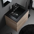 KIAMAMI VALENTINA - Meuble Salle De Bain 60Cm Chêne Avec Lavabo Noir Mat | Berlin - vignette