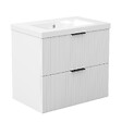 AICA SANITAIRE - AICA Meuble de salle de bain mural 60 cm Blanc - 2 tiroirs + Lavabo Céramique - vignette