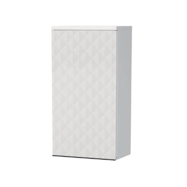 SWISS AQUA TECHNOLOGIES - Cube Way 32,5x63x20 cm armoire de salle de bain suspendue basse avec décor pyramidal 3D, blanc mat (CUBE3DH321DPBP) - large