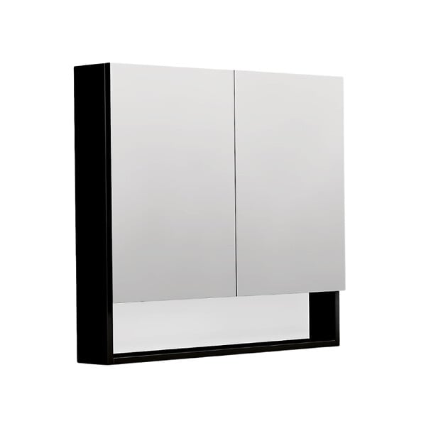 SWISS AQUA TECHNOLOGIES - Swiss Aqua Technologies Cube Way 80x72x14 cm armoire miroir suspendue en stratifié, noir (GALCU3D80HP) - large