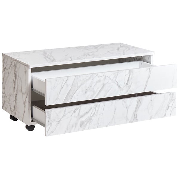 BELIANI - Meuble haut TERESINA avec roues 80 cm Marbre blanc - large