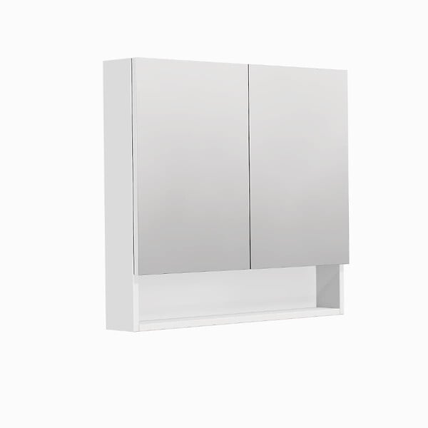 SWISS AQUA TECHNOLOGIES - Swiss Aqua Technologies Cube Way  80x72x14 cm armoire de salle de bain suspendue avec étagères, blanc mat (GALCU3D80BP) - large