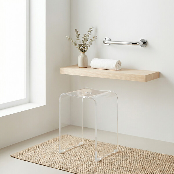 SWISS AQUA TECHNOLOGIES - Swiss Aqua Technologies Tabouret de salle de bain PMR antidérapant – sécurité et stabilité, Transparent (SATSTOLPLASTT) - large