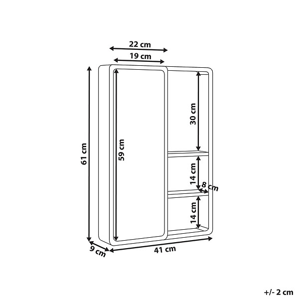 BELIANI - Armoire de toilette murale GUATAVITA 41 cm 61 cm Marron clair - large