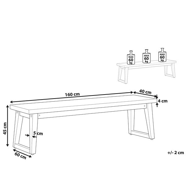 BELIANI - Banc de jardin ORIA 160 cm Béton Gris - large